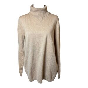 Talbots Tan Turtleneck Sweater Size X Casual Classic Neutral Minimalist Office